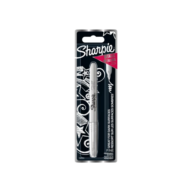 Viltstift Sharpie rond fijn metallic zilver blister à 1 stuk