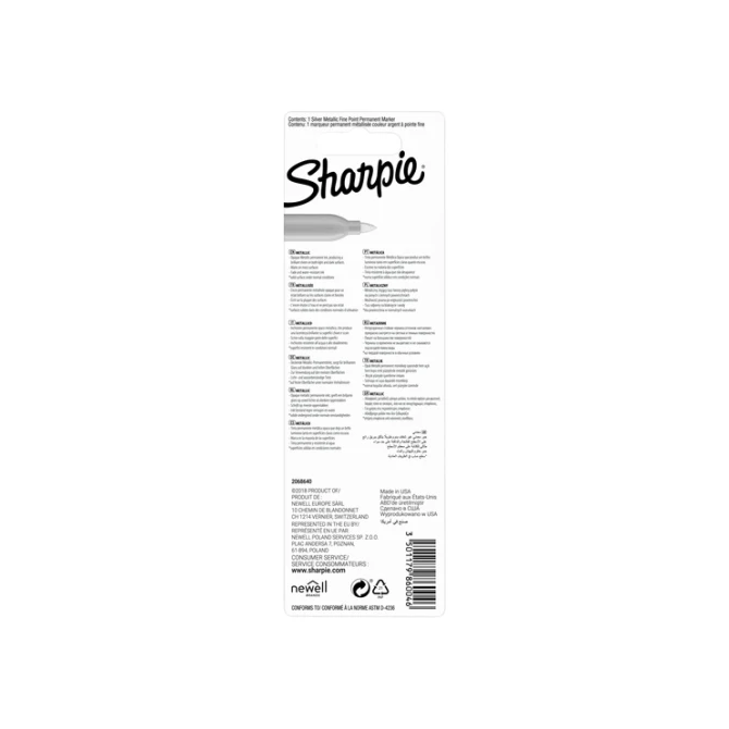 Viltstift Sharpie rond fijn metallic zilver blister à 1 stuk