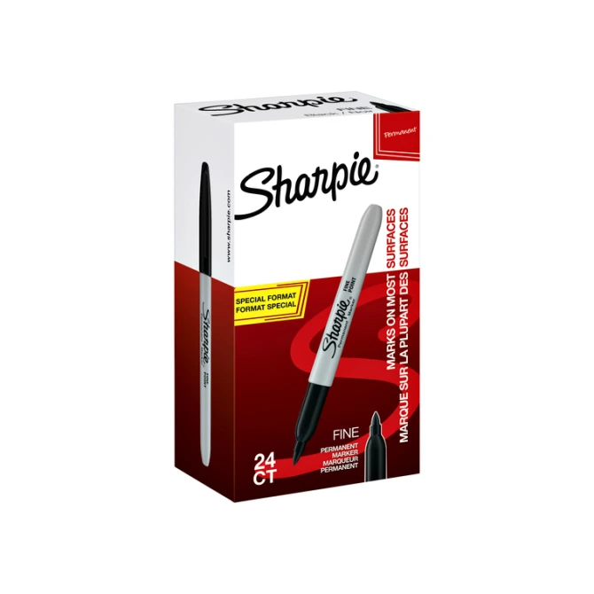 Viltstift Sharpie rond fijn zwart valuepack à 20 + 4 stuks gratis