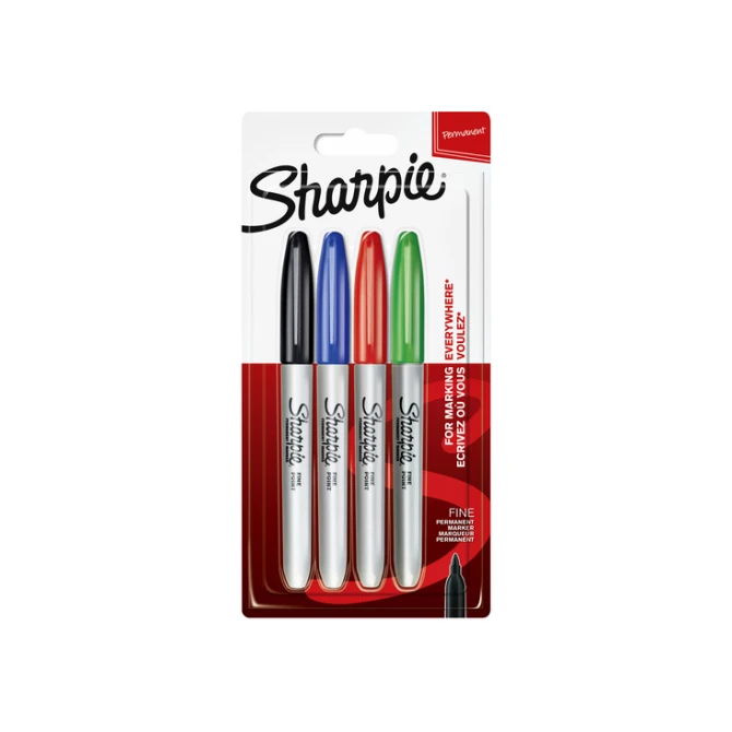 Viltstift Sharpie rond fine assorti blister à 4 stuks