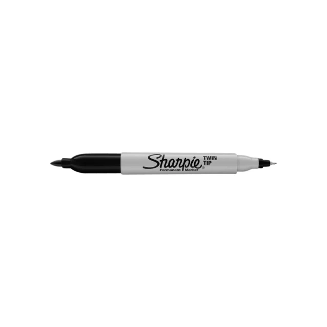 Viltstift Sharpie rond Twin tip ultra fijn & F zwart blister à 1 stuk