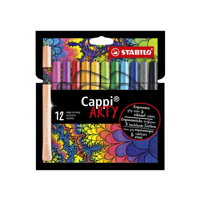 Viltstift STABILO Cappi 168/12 Arty medium assorti etui à 12 stuks