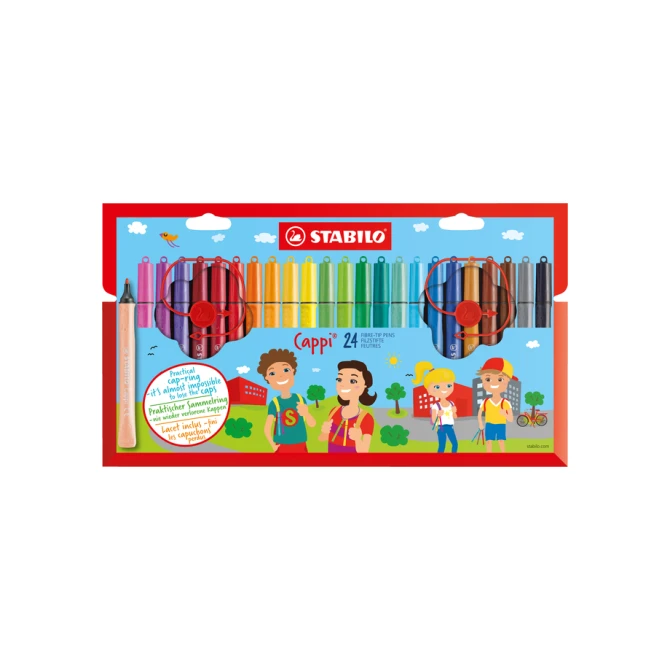 Viltstift STABILO Cappi 168/24 medium assorti etui à 24 stuks