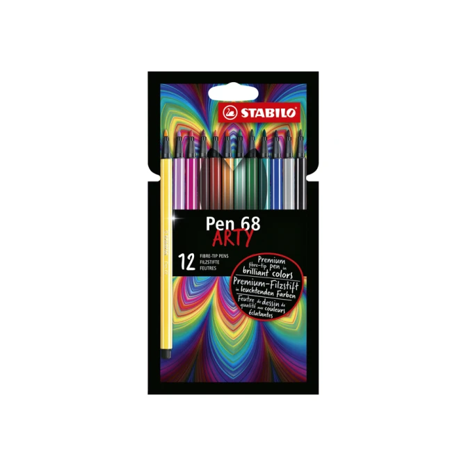 Viltstift STABILO Pen 68/12 Arty medium assorti etui à 12 stuks
