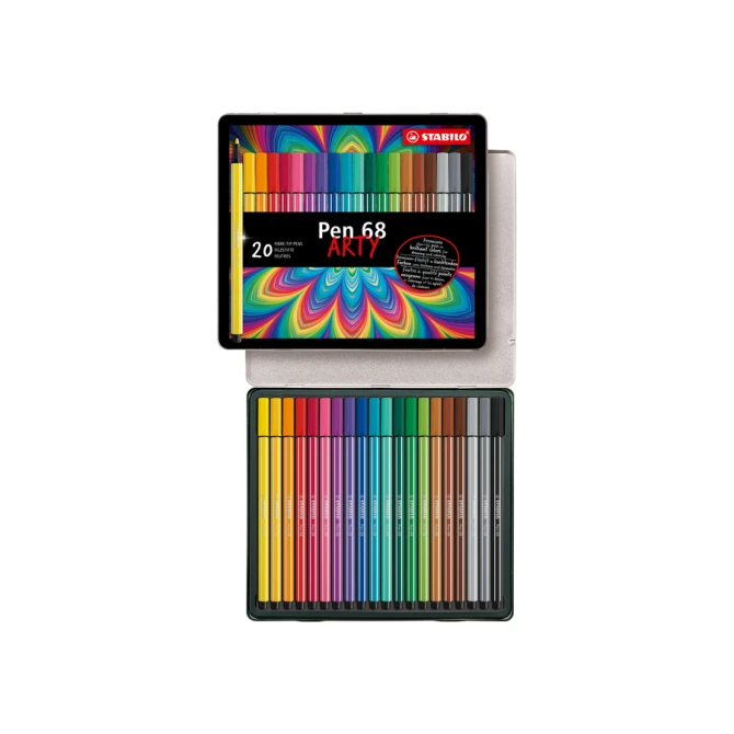 Viltstift STABILO Pen 68/20 Arty medium assorti blik à 20 stuks