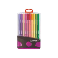 Viltstift  STABILO Pen 68/20 ColorParade in antr/roze etui M ass 20st