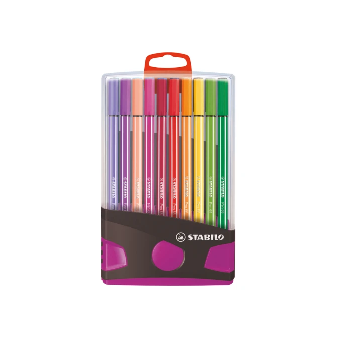 Viltstift  STABILO Pen 68/20 ColorParade in antr/roze etui M ass 20st