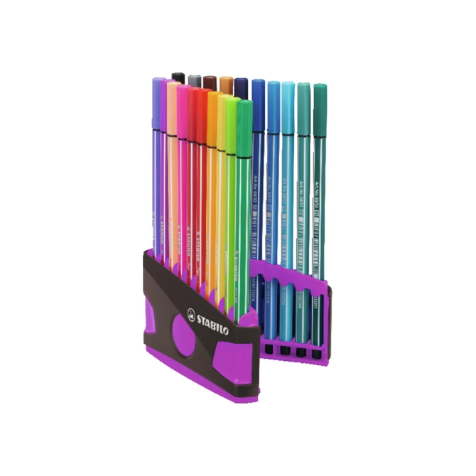 Viltstift  STABILO Pen 68/20 ColorParade in antr/roze etui M ass 20st