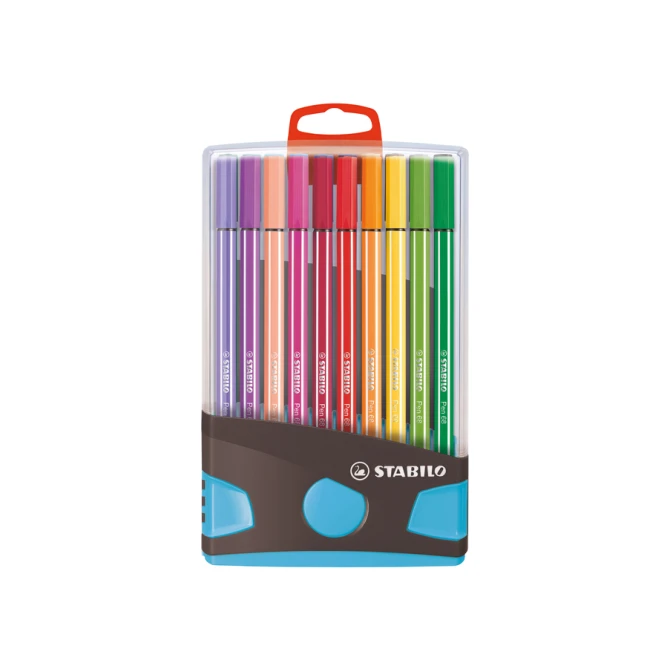 Viltstift  STABILO Pen 68/20 ColorParade in antr/turq etui M ass 20st