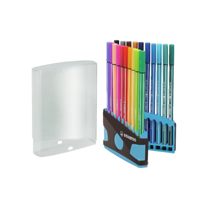 Viltstift  STABILO Pen 68/20 ColorParade in antr/turq etui M ass 20st