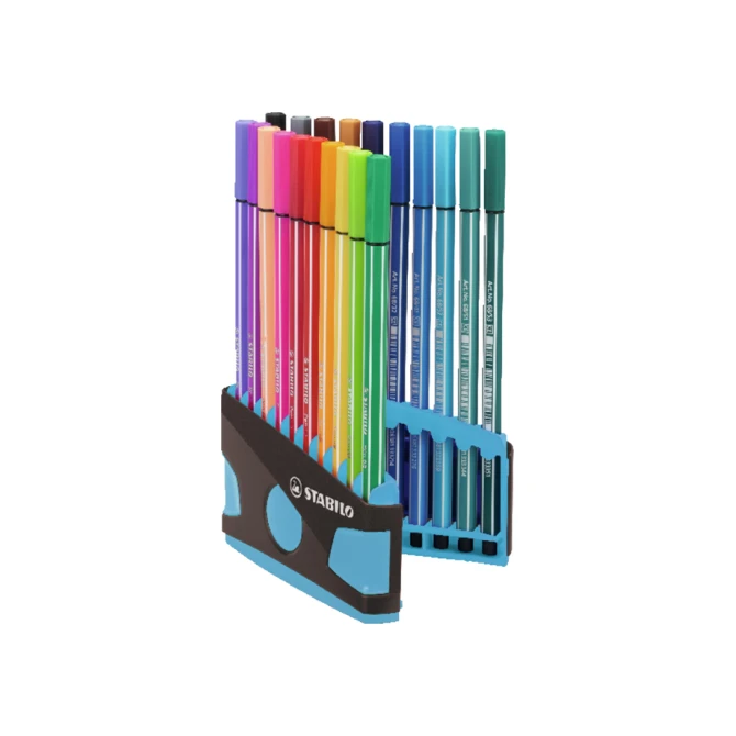 Viltstift  STABILO Pen 68/20 ColorParade in antr/turq etui M ass 20st