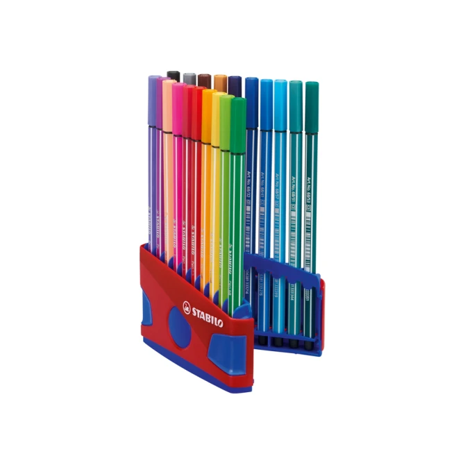 Viltstift STABILO Pen 68/20 ColorParade in rood/blauw etui M ass 20st