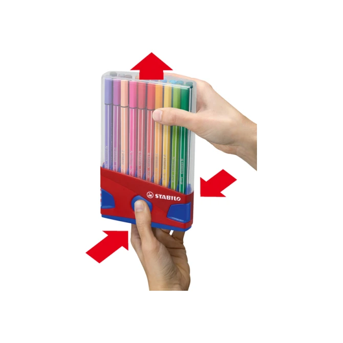 Viltstift STABILO Pen 68/20 ColorParade in rood/blauw etui M ass 20st