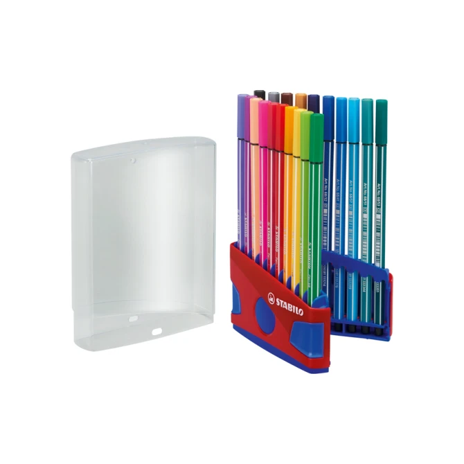 Viltstift STABILO Pen 68/20 ColorParade in rood/blauw etui M ass 20st