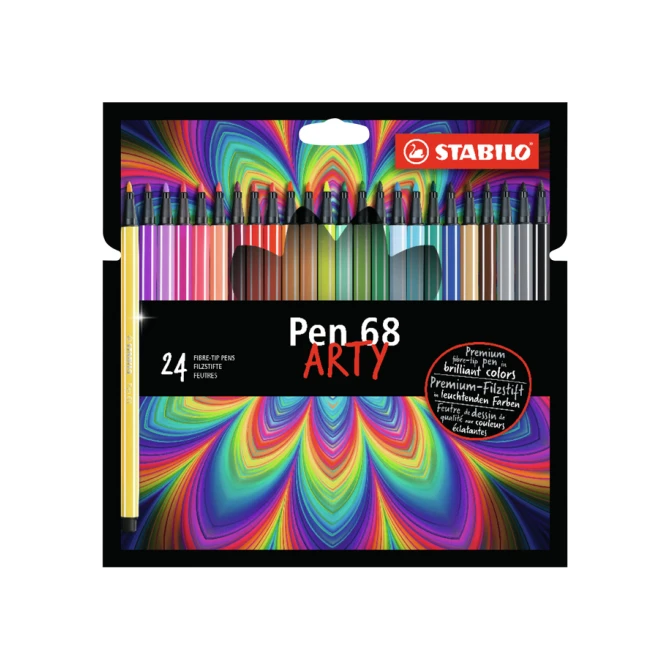 Viltstift STABILO Pen 68/24 Arty medium assorti etui à 24 stuks
