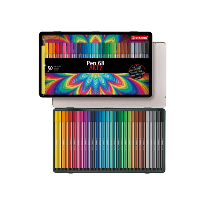 Viltstift STABILO Pen 68/30 Arty medium assorti blik à 30 stuks