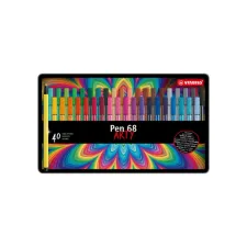 Viltstift STABILO Pen 68/40 Arty medium assorti blik à 40 stuks