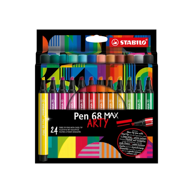 Viltstift STABILO Pen 68 Max Arty assorti etui à 24 stuks