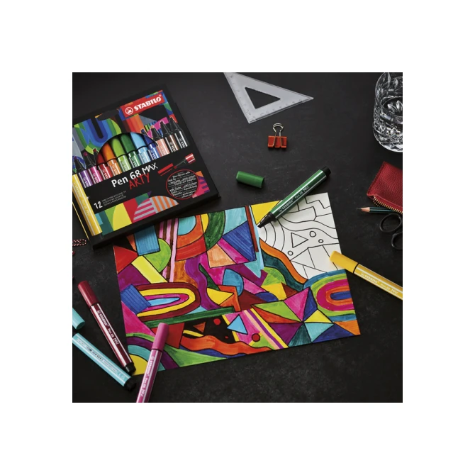 Viltstift STABILO Pen 68 Max Arty assorti etui à 24 stuks