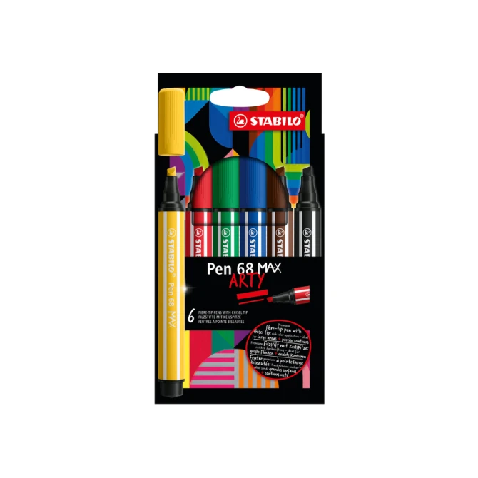 Viltstift STABILO Pen 68 Max Arty assorti etui à 6 stuks