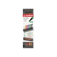 Viltstift STABILO Pen 68 medium clickset à 10 kleuren