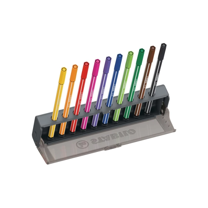 Viltstift STABILO Pen 68 medium clickset à 10 kleuren