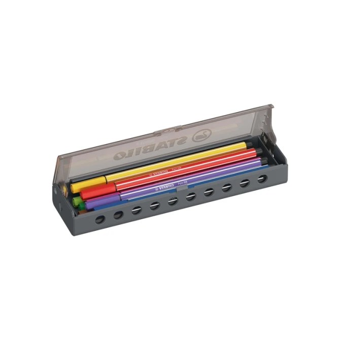 Viltstift STABILO Pen 68 medium clickset à 10 kleuren
