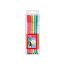 Viltstift STABILO Pen 68 medium fluor assorti etui à 6 stuks