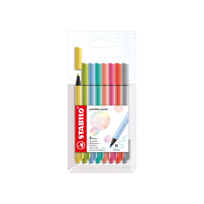 Viltstift STABILO pointMax 488/8 medium assorti pastel etui à 8 stuks