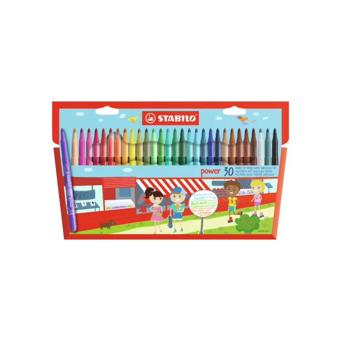 Viltstift STABILO power 280/30 assorti etui à 30 stuks
