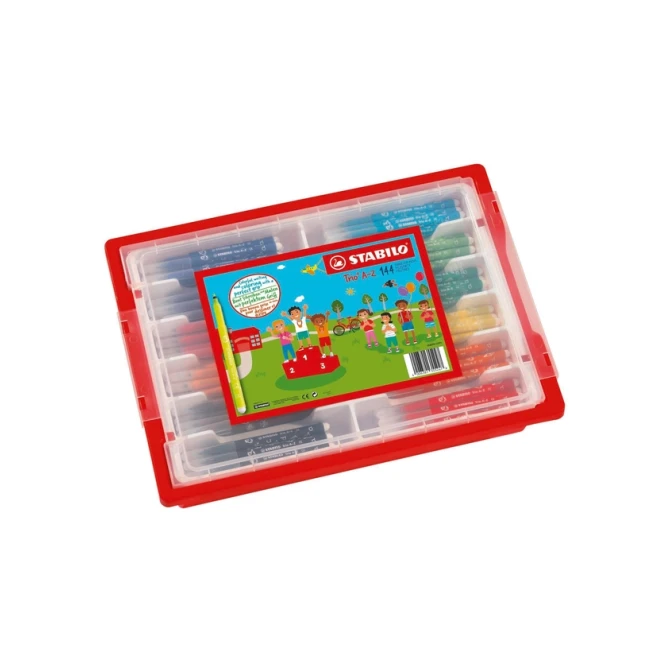 Viltstift STABILO Trio A-Z 378 fijn assorti classpack à 144 stuks