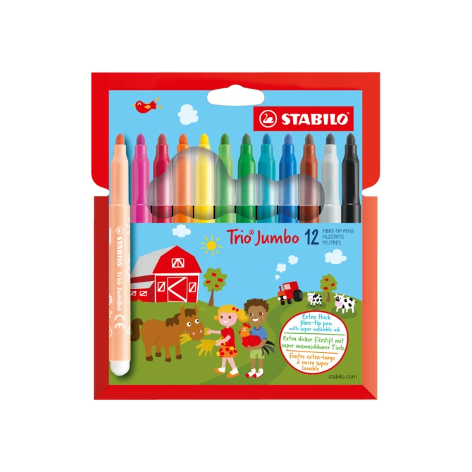 Viltstift STABILO Trio Jumbo 380/12 extra large assorti etui à 12 stuks