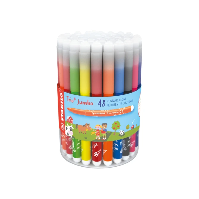Viltstift STABILO Trio Jumbo 380 XL assorti classpack à 48 stuks