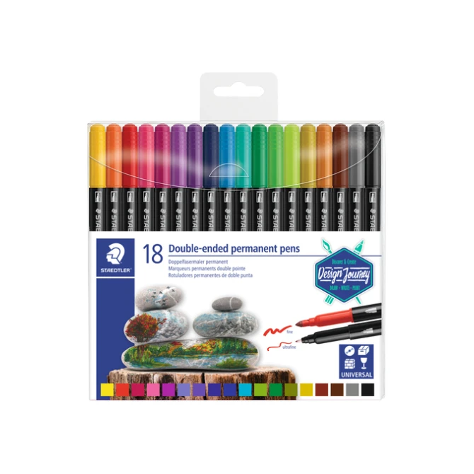 Viltstift Staedtler Design Journey permanent dubbele punt 18 kleuren