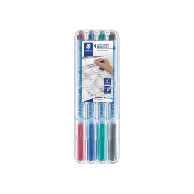Viltstift Staedtler Lumocolor 305 non permanent correctable F set à 4 stuks