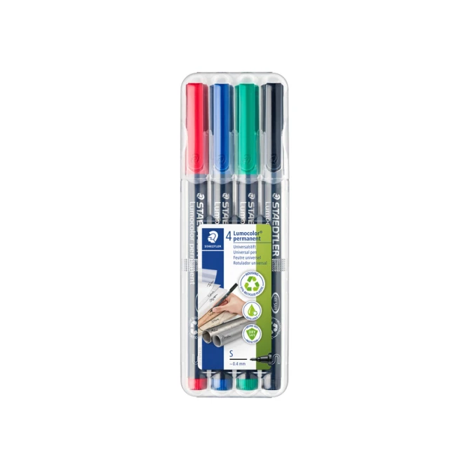 Viltstift Staedtler Lumocolor 313 permanent S set à 4 stuks assorti
