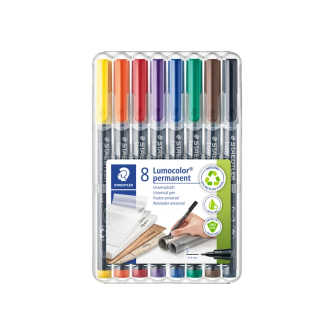 Viltstift Staedtler Lumocolor 313 permanent S set à 8 stuks assorti