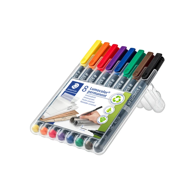 Viltstift Staedtler Lumocolor 313 permanent S set à 8 stuks assorti