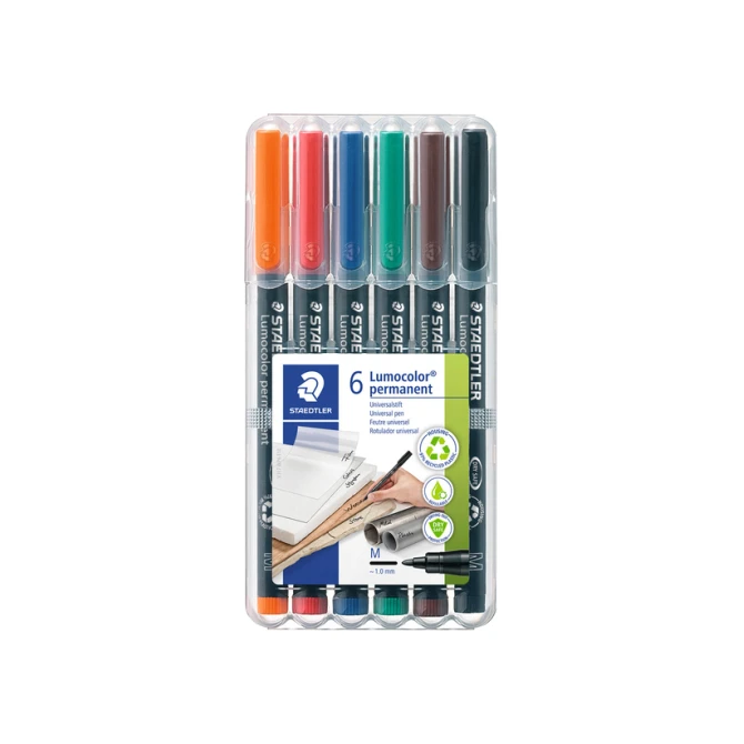 Viltstift Staedtler Lumocolor 317 permanent M set à 6 stuks