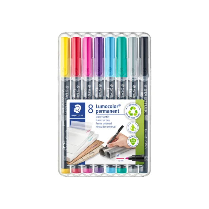 Viltstift Staedtler Lumocolor 317 permanent M set à 8 kleuren