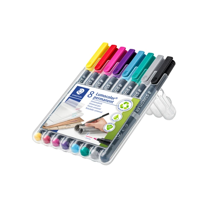 Viltstift Staedtler Lumocolor 318 permanent F set à 8 kleuren