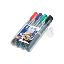 Viltstift Staedtler Lumocolor 350 permanent schuin set à 4 stuks assorti