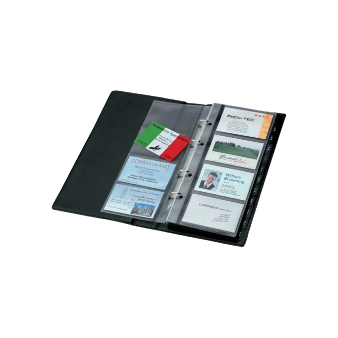 Visitekaartringband Sigel VZ300 voor 200 kaarten 90x58mm kunststof zwart