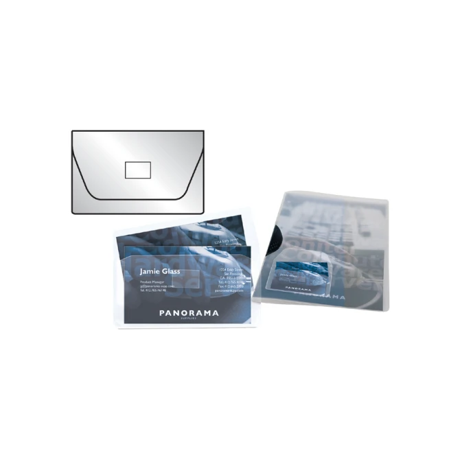 Visitekaarttas Djois 105x60mm zelfklevend met sluiting transparant 10 stuks