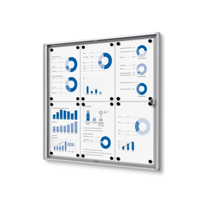 Vitrinebord Quantore voor binnen 6x A4 zilver