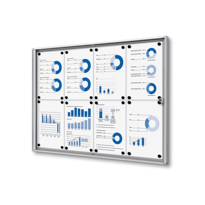 Vitrinebord Quantore voor binnen 8x A4 zilver