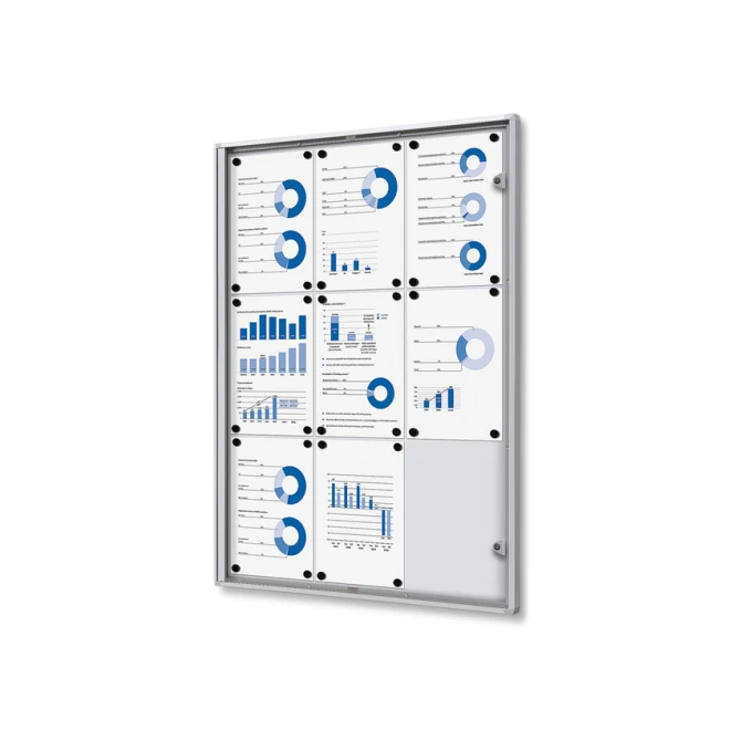 Vitrinebord Quantore voor binnen 9x A4 zilver