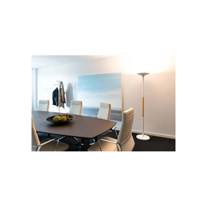 Vloerlamp Unilux Pryska led hout wit