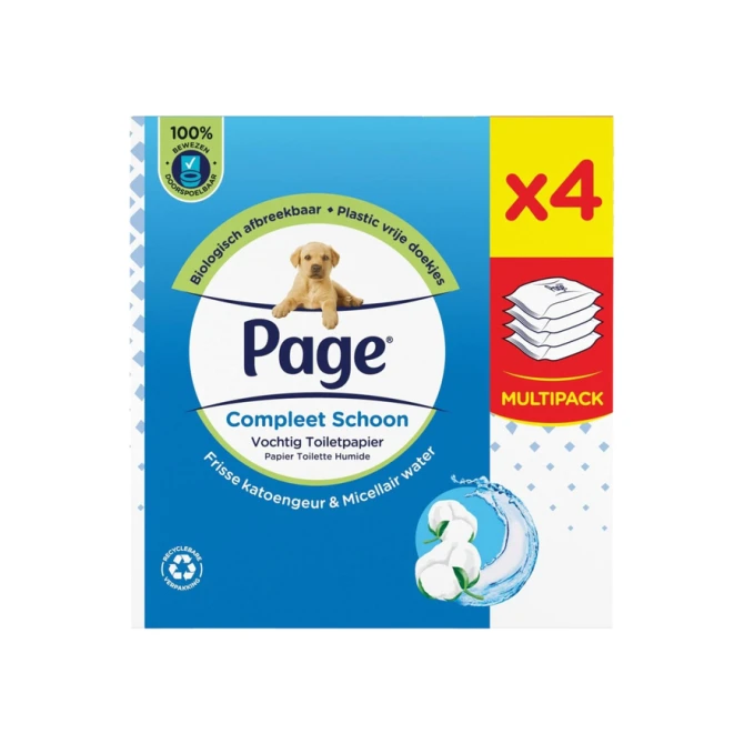 Vochtig toiletpapier Page Compleet Schoon 4 pakken à 38 vel
