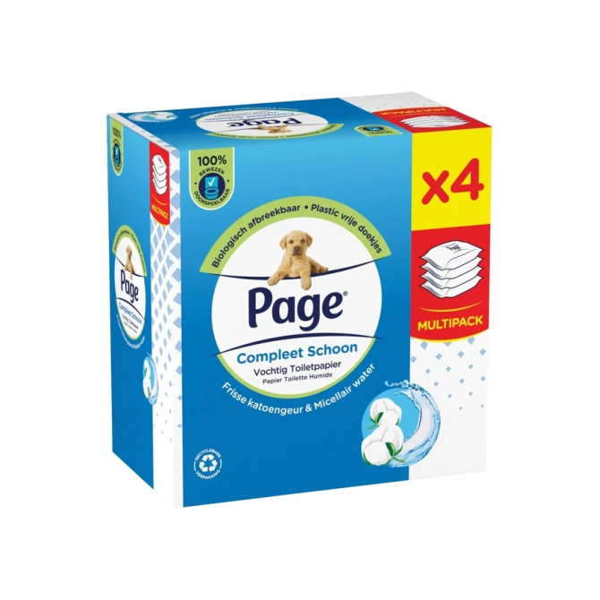 Vochtig toiletpapier Page Compleet Schoon 4 pakken à 38 vel